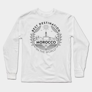 Morocco Minimal Badge Design Long Sleeve T-Shirt